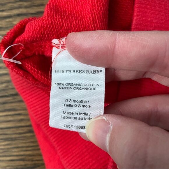 🍭6/$30 Burt’s Bees Baby Tomato Red Unisex Sweatpants - 0-3 months - Picture 3 of 5